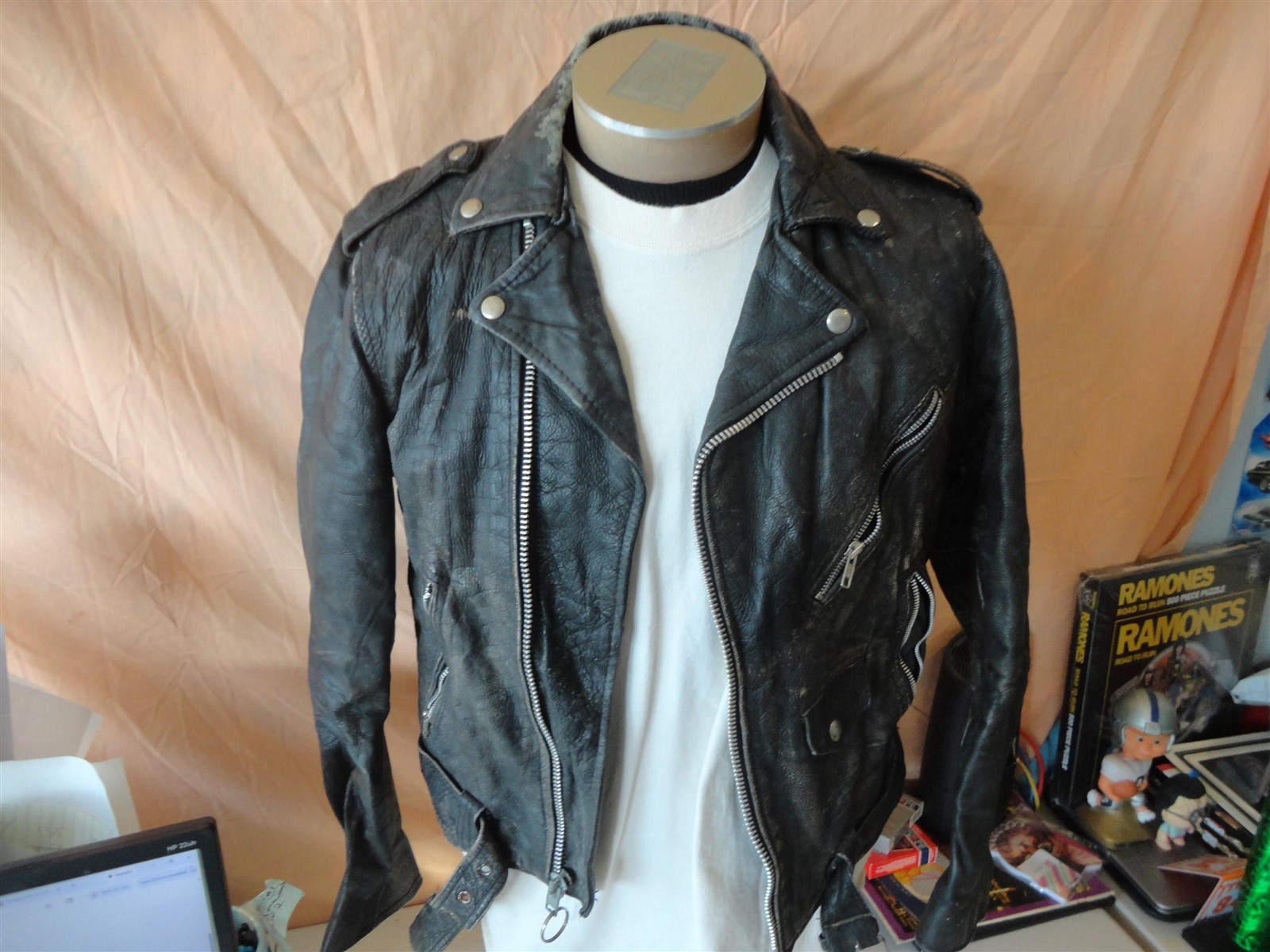 Vtg FILTH Live The Chaos Punks Umr Motorcycle Biker Punk Rock Leather Jacket M