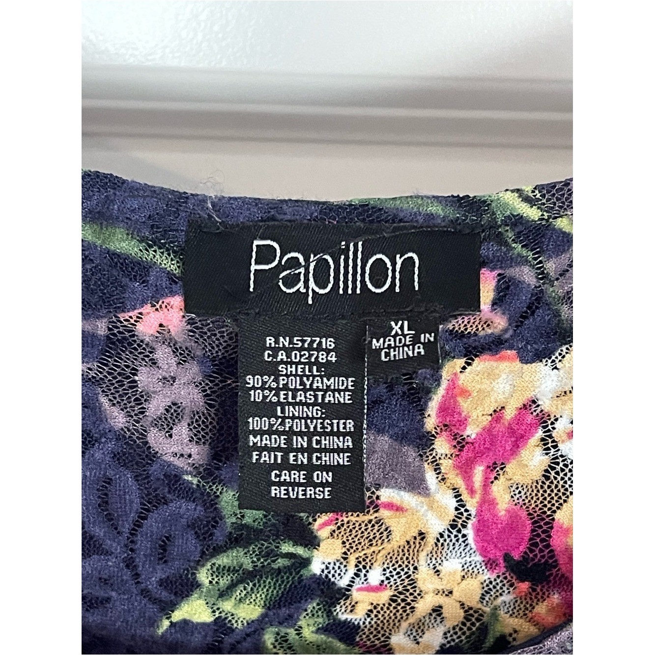 Papillon Navy Floral Sleeveless Midi Dress with Pink & Green Accents Flowy Lace