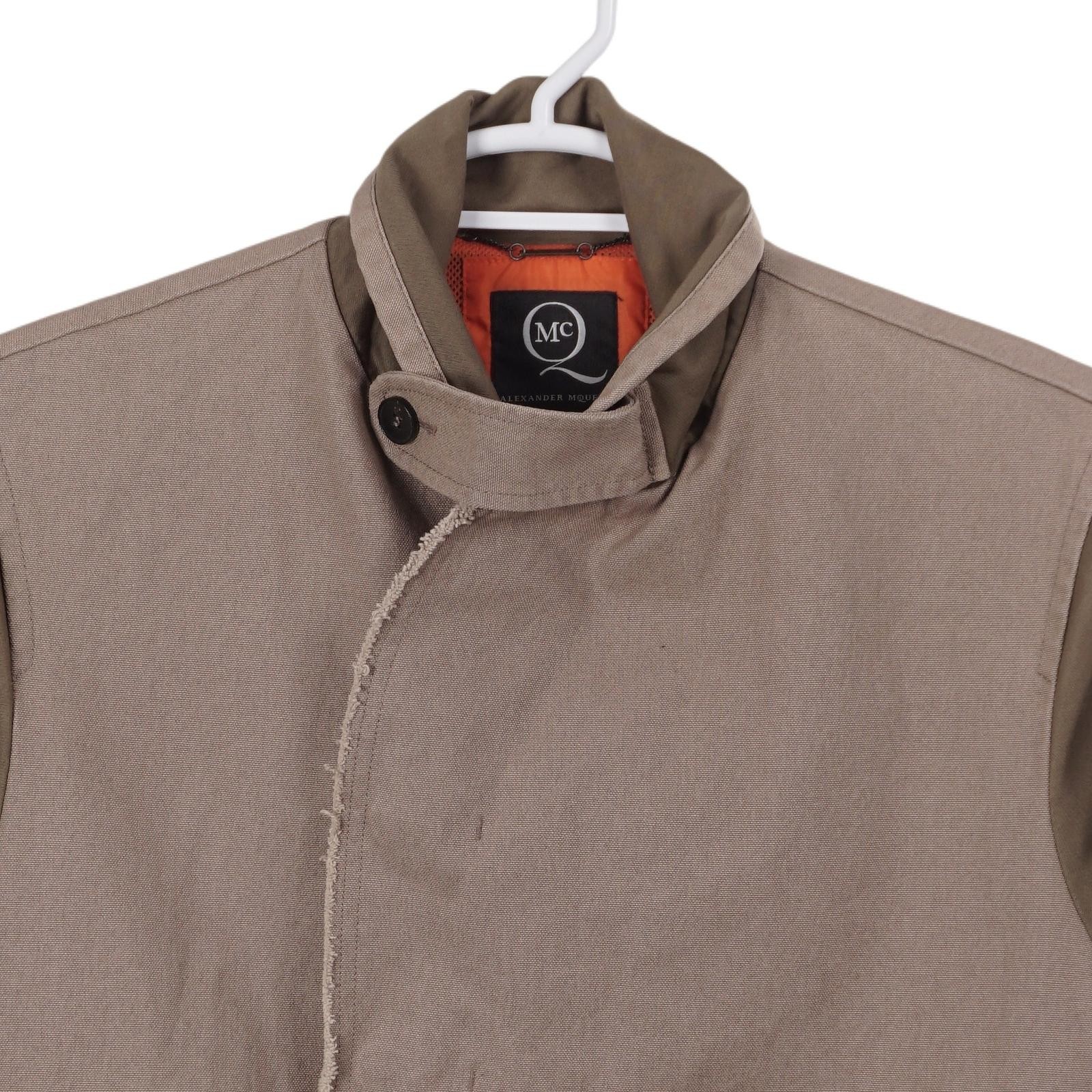 Alexander McQueen Bomber Jacket IT 52 Brown Canvas Green Shawl Collar Button Up