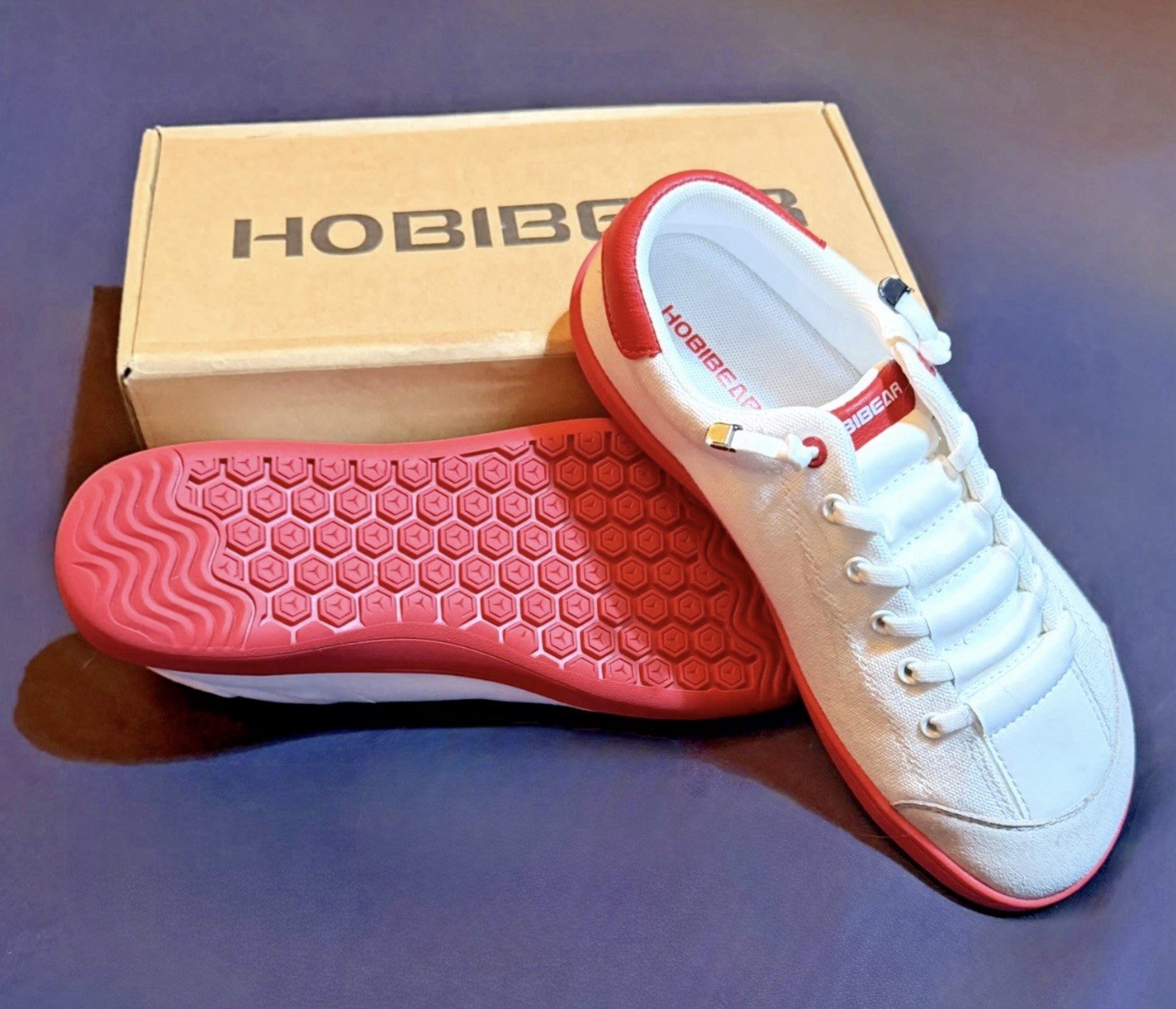 HOBIBEAR Barefoot Low Top Lace Up White Red Athletic Sneakers EU 39 New In Box