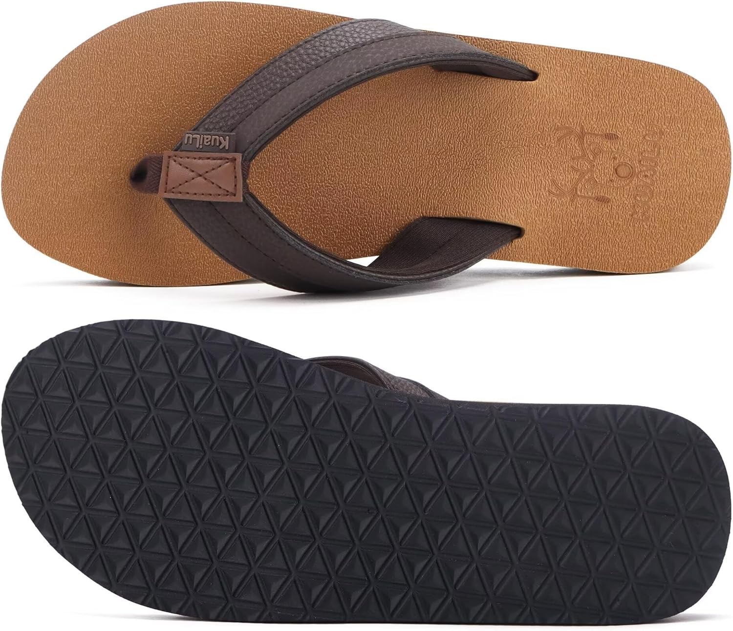 Comfortable Men’s Leather Flip Flops with Arch Support Size 11