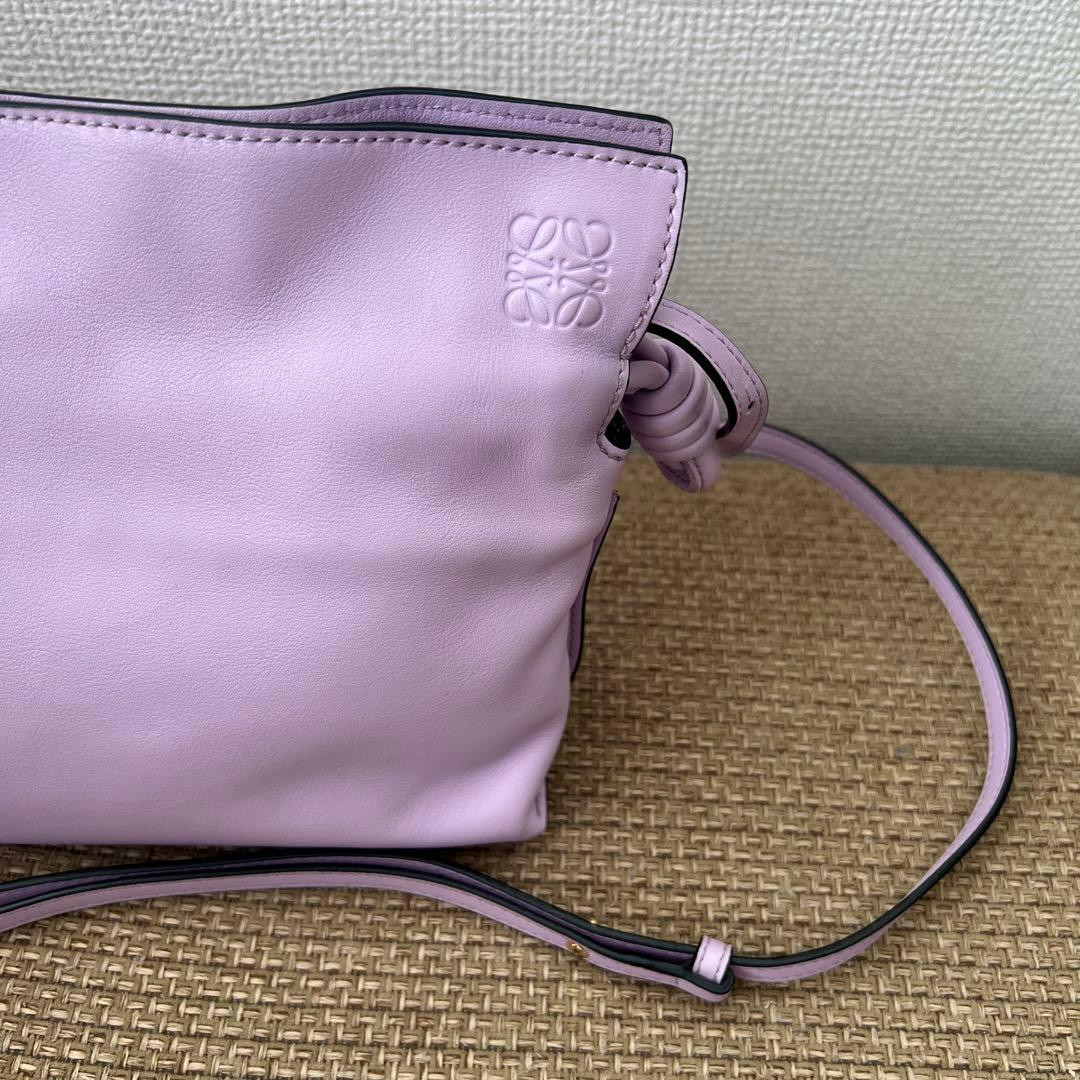 Loewe Mini Flamenco Purple Leather Clutch Shoulder Bag Chic Style