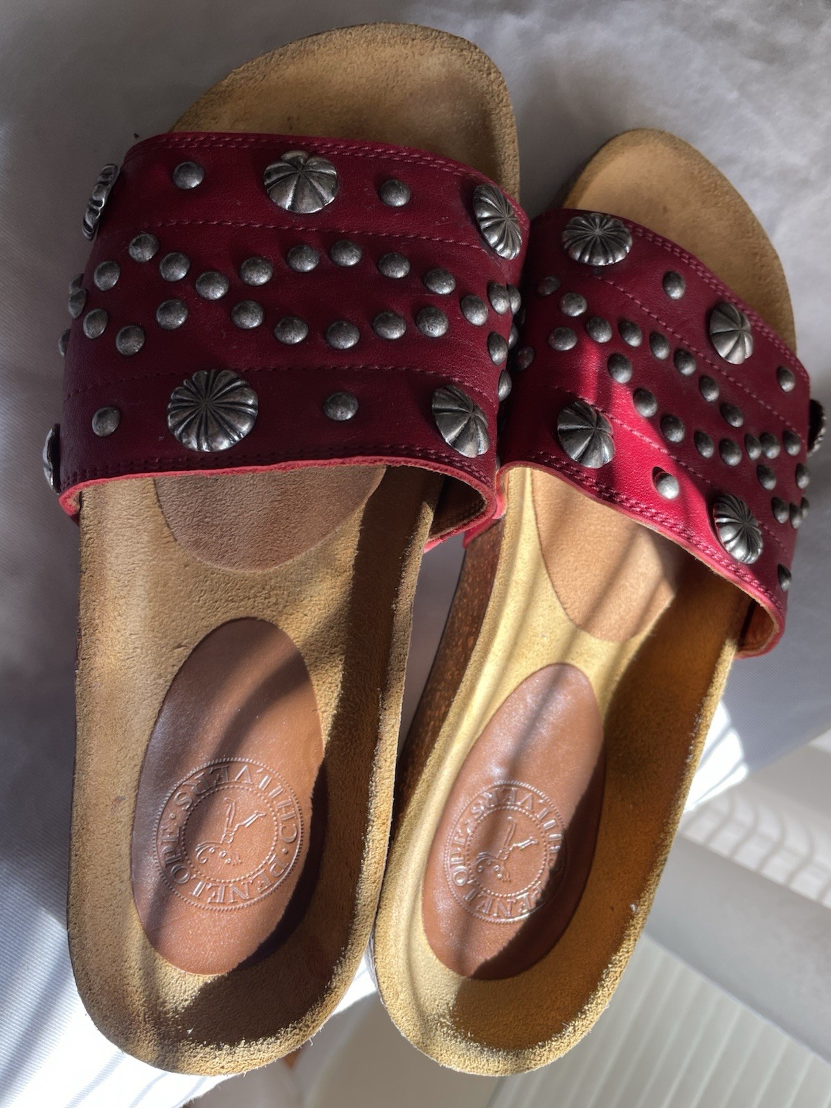 Penelope Childers Sol Studded Slide Sandals,features A Decorative Silver Studs