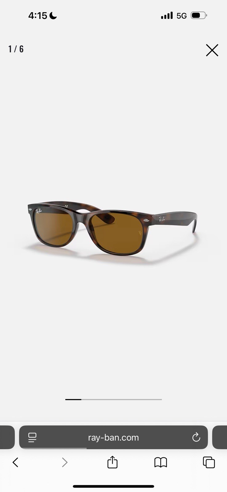Ray Ban New Wayfarer, Polished Light Havana, B-15 Brown