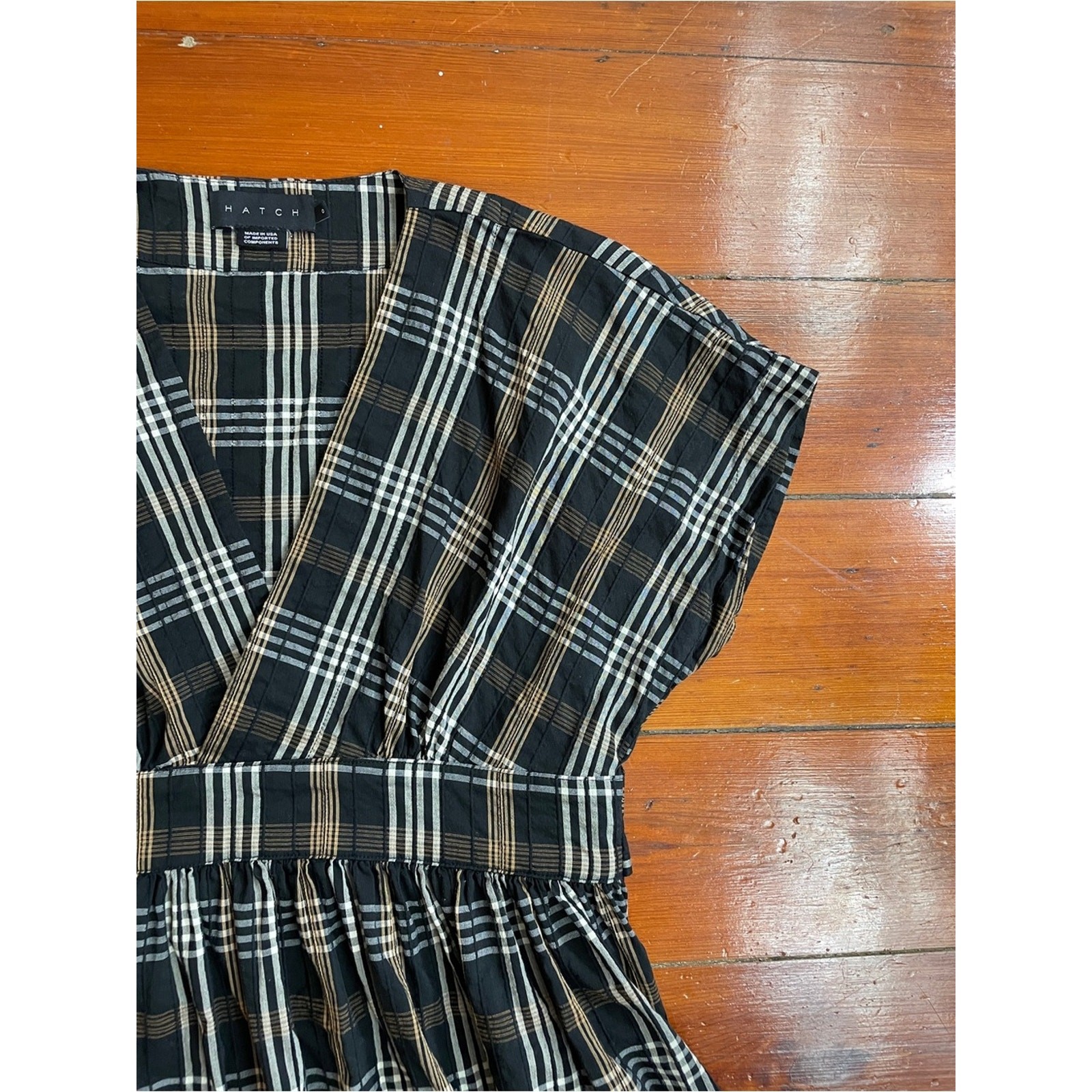 HATCH Tuckernuck Carolina Black Multi Plaid Maternity Maxi Dress Sz 0/XS 🧡🎀