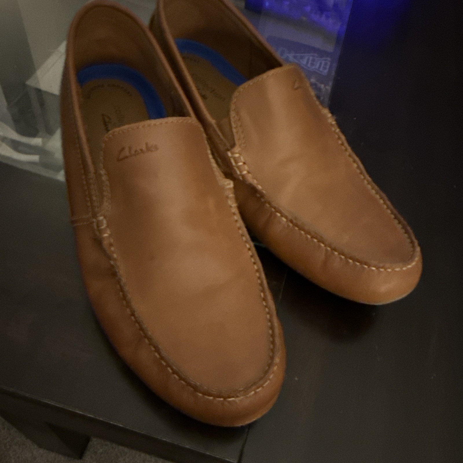 Clarks 87705 Men’s Brown Leather England Mansell Driving Casual Loafers Shoes 13