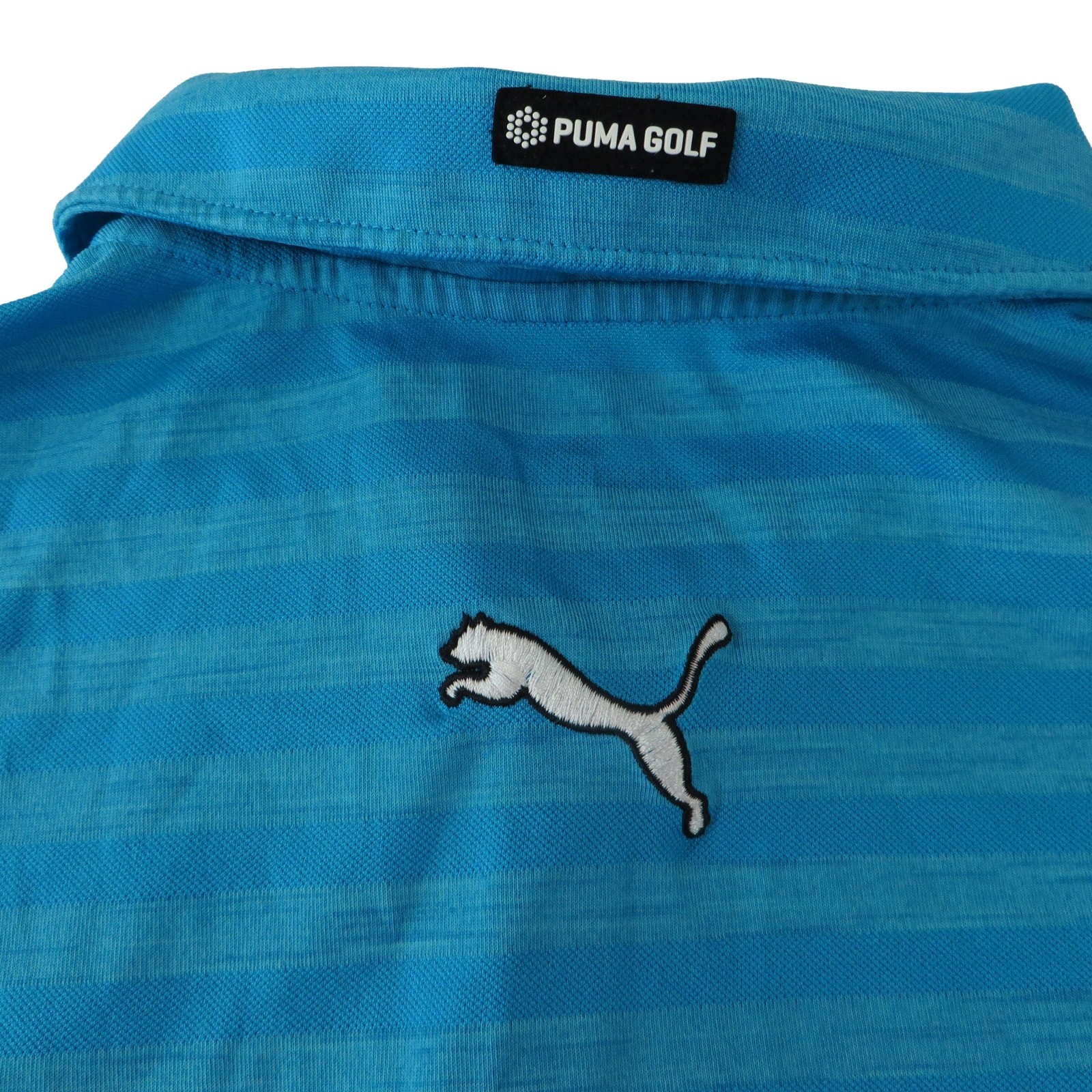 PUMA Cobra Tour Performance Stretch Striped Blue Golf Polo Shirt Men’s Medium