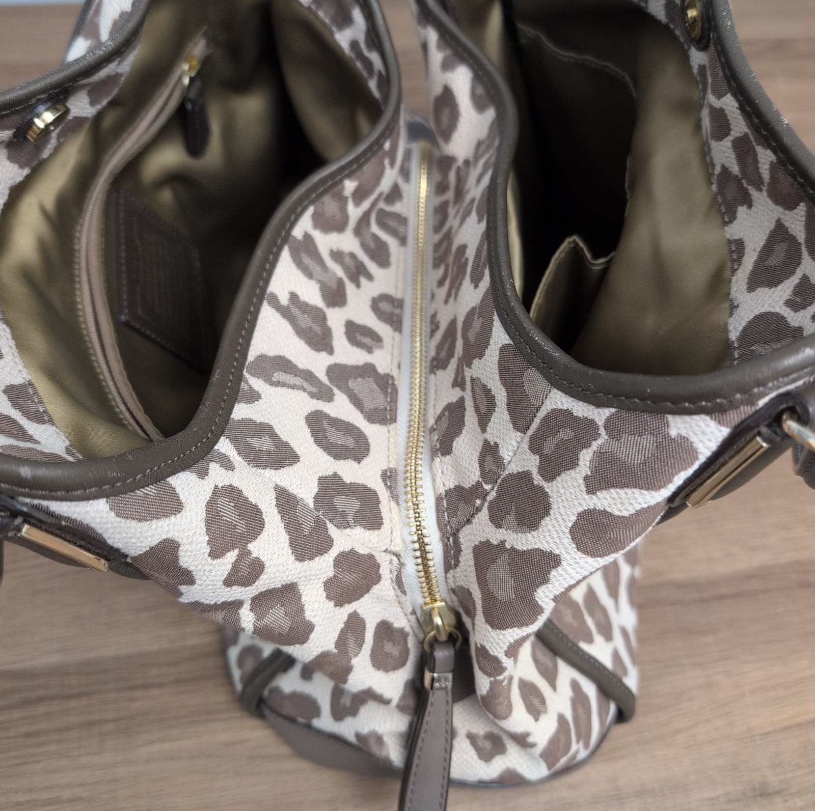 Coach Madison Phoebe Ocelot Leopard Print Beige & Tan Shoulder Bag 27908 *Flaws