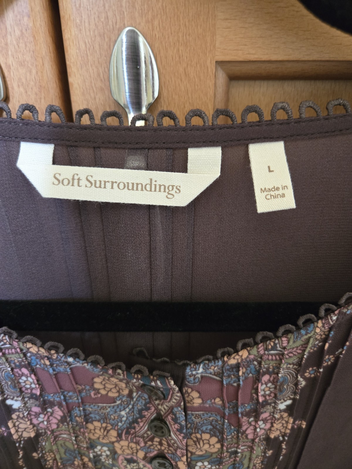 Soft Surroundings Woman’s Sheer Boho Style Brown W/Paisley Print Tunic Size L