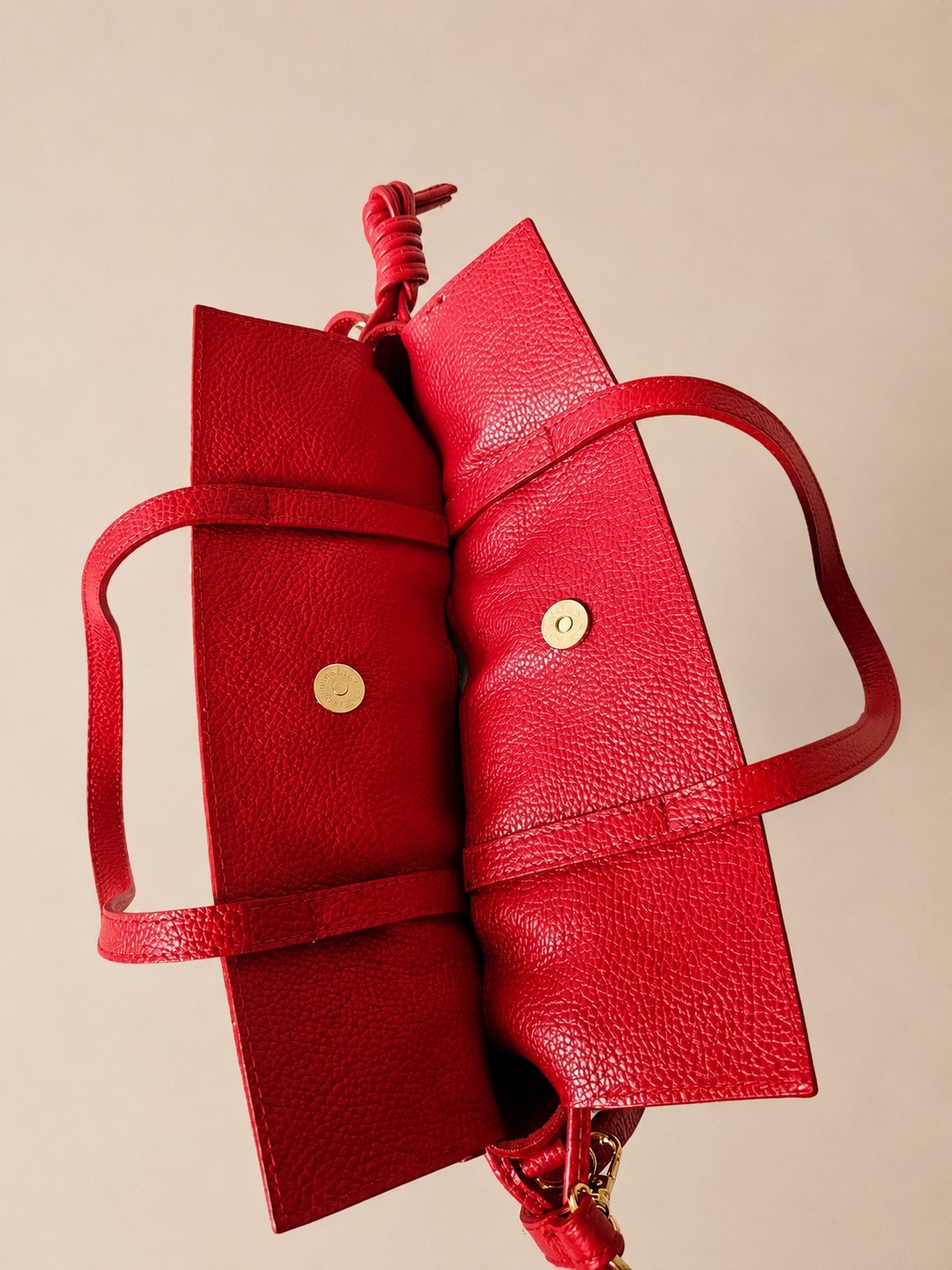 Red Italian Leather Bucket Bag, Soft Pebbled Leather Crossbody Bag