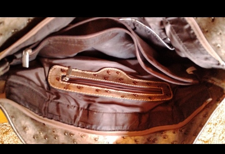 Womens Brown Animal Print Satchel Top Handle Bag Zip Lined Pockets Studded