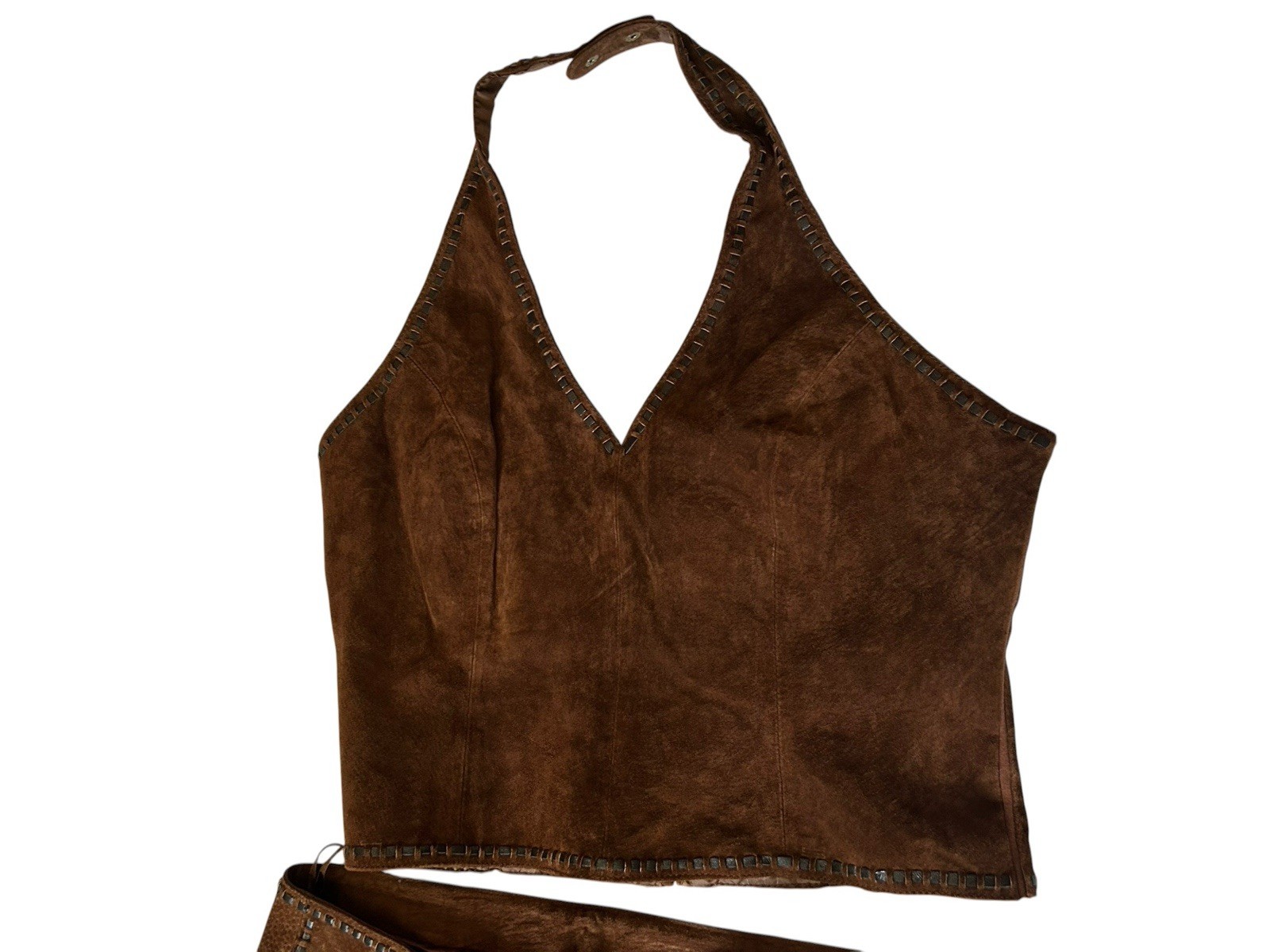 Vintage Y2K Venus Williams Wilson Leather Halter Pants Belt Dark Brown Suede!