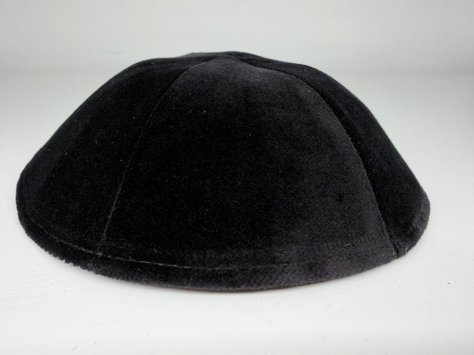 Black 6-Panel Kippah No Trim Classic Minimal – Velvet or Plush Finish