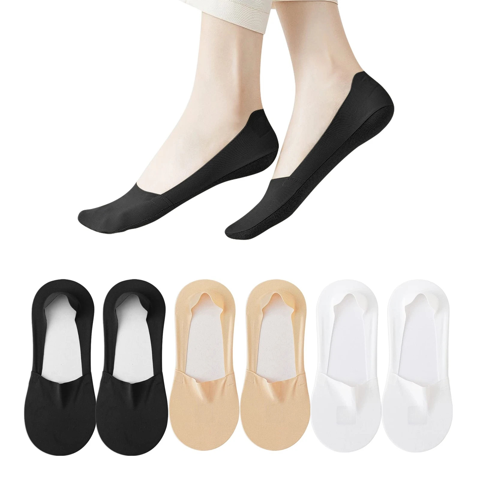8 Pairs Thin No Show Socks Womens Summer Low Cut Liner Non Slip Invisible Socks