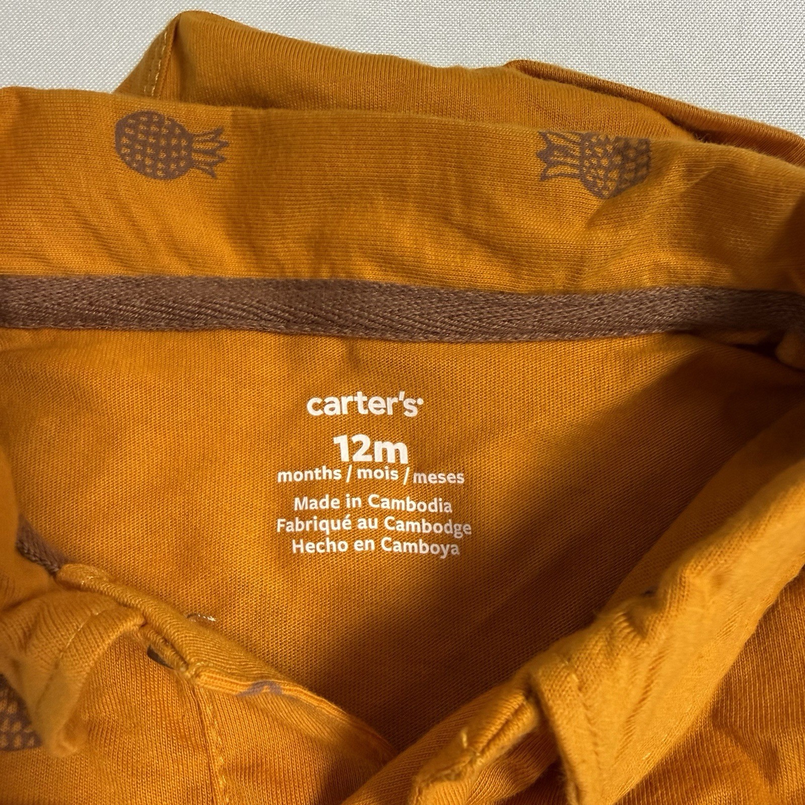Carter’s Baby Boy’s Polo & Shorts Set Size 12 Months Pineapples Orange Blue