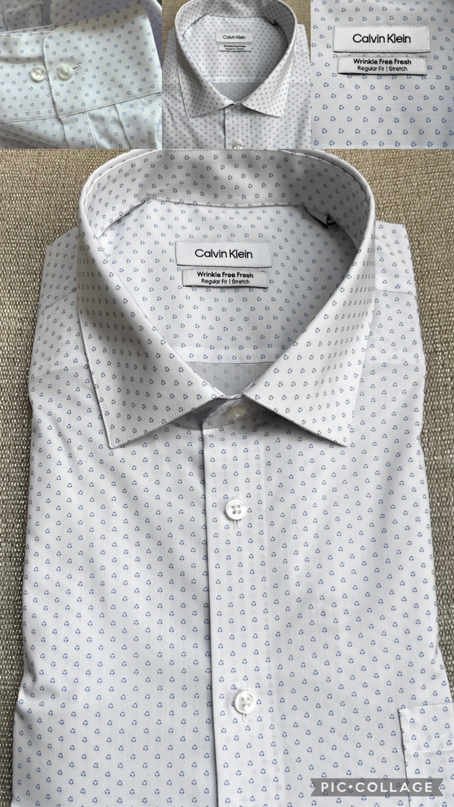 Calvin Klein Men’s Wrinkle Free Botton Down Dress Shirt Stretch Regular Fit $80