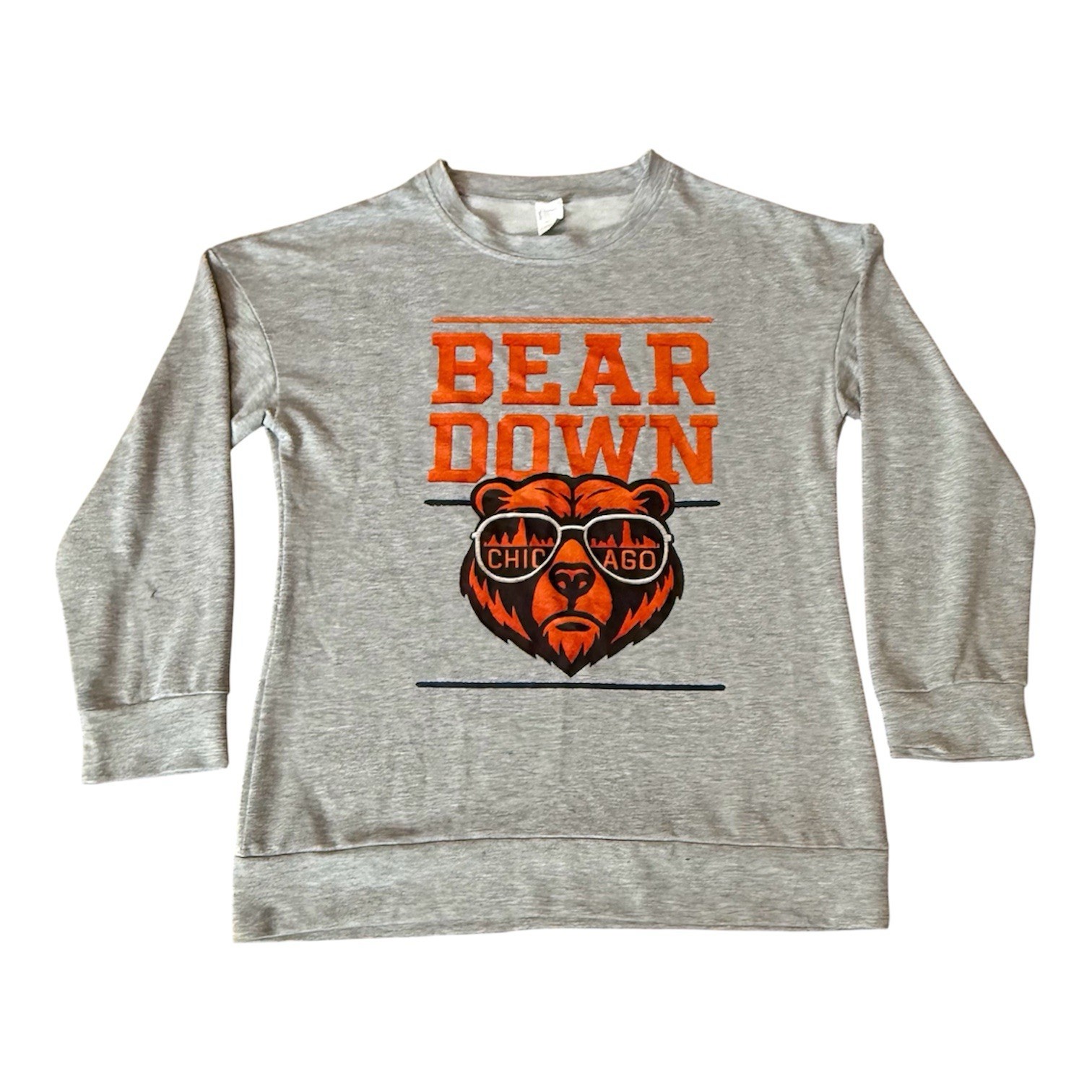 Chicago Bears Bear Down Sweatshirt Adult Small Gray Crewneck