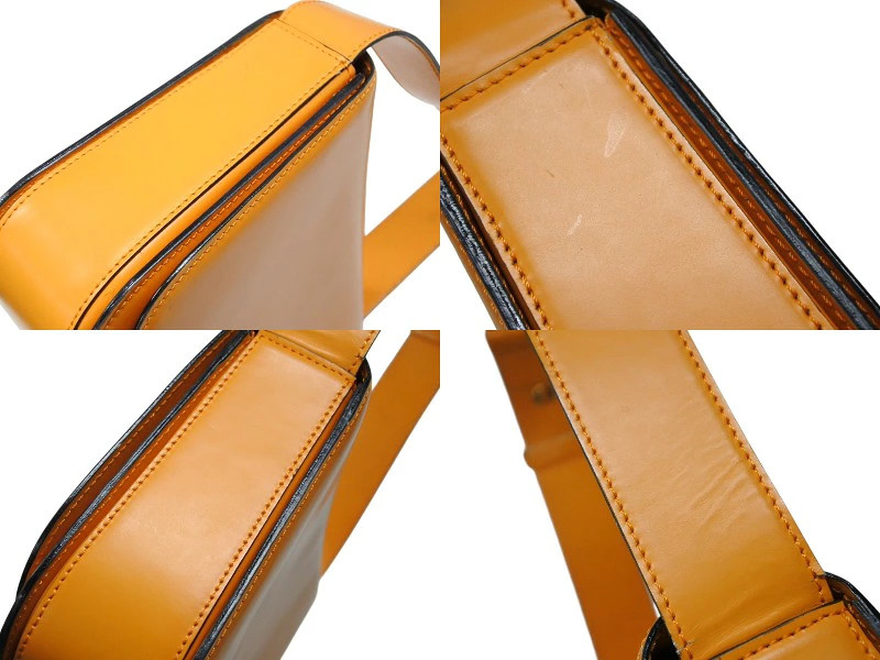 CELINE Shoulder Bag Handbag MC96 Made in Italy Leather Orange Gold Hardware