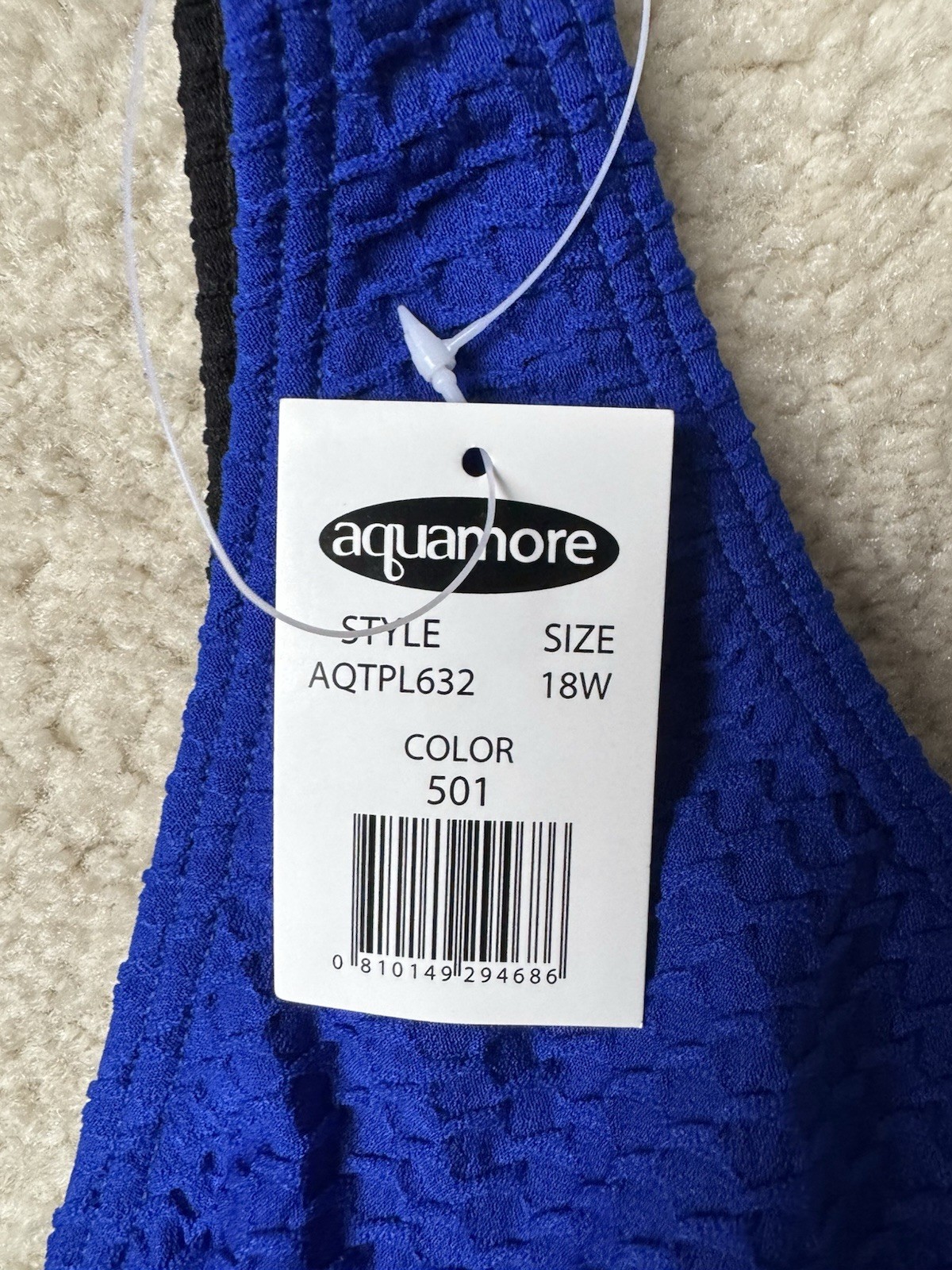 Aqua More One-Piece Swimsuit Blue/Black Solid Women’s Plus Size 18W