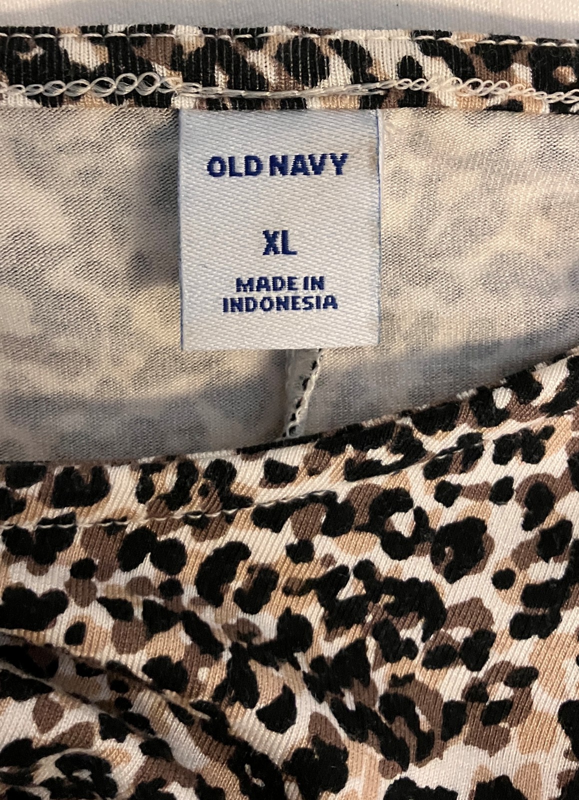 Old Navy Black Brown Animal Print Stretch Rayon LS Pullover Dress XL EC!