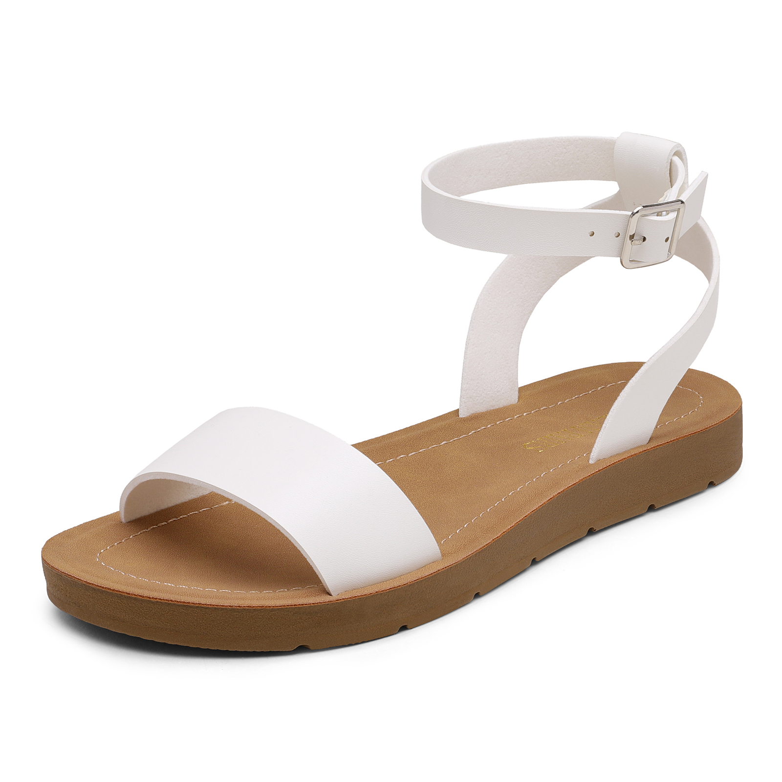 Women Walking Sandals Ankle Strap Open Toes One Band Summer Flat Sandals