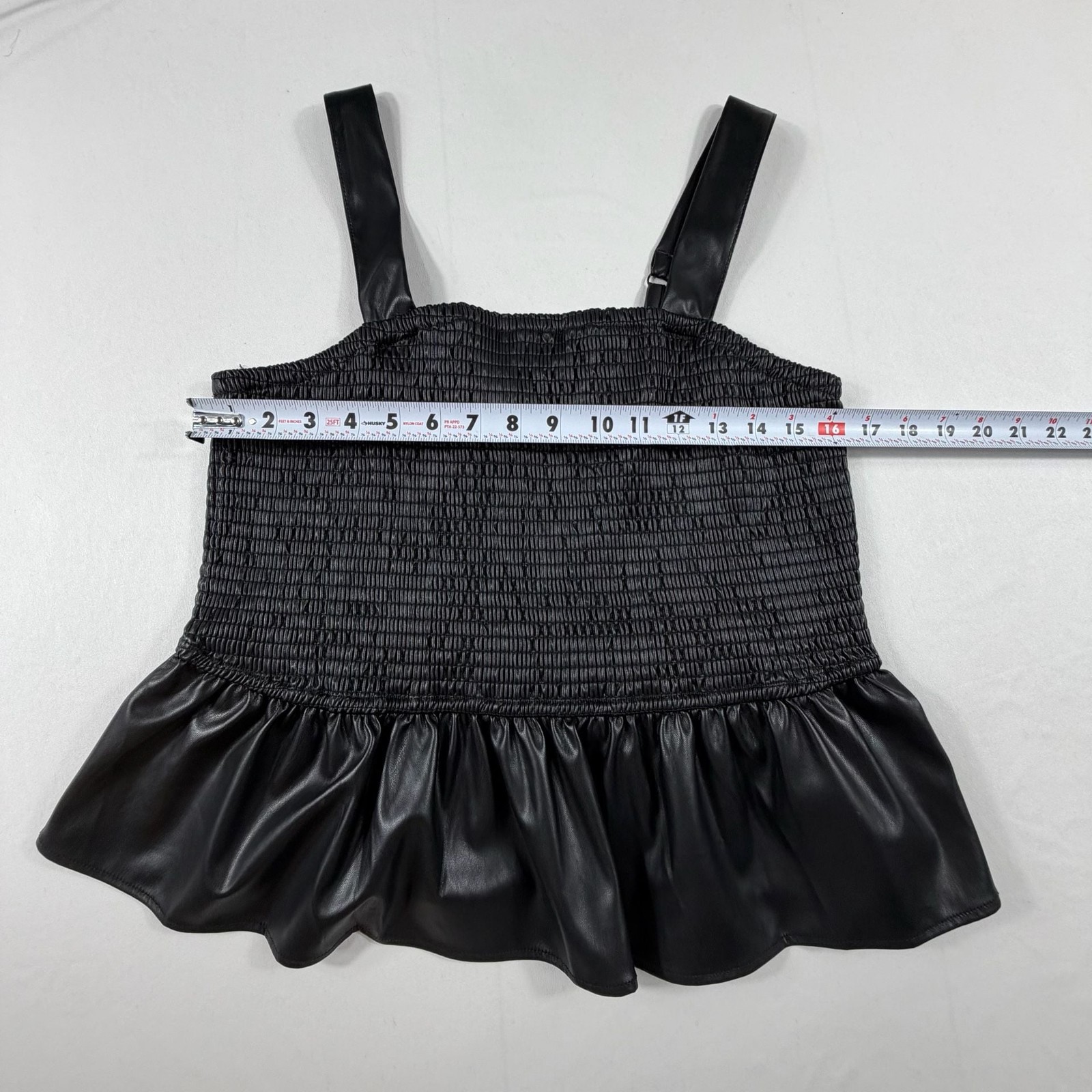 Torrid Faux Leather Smocked Peplum Top Black Size 0