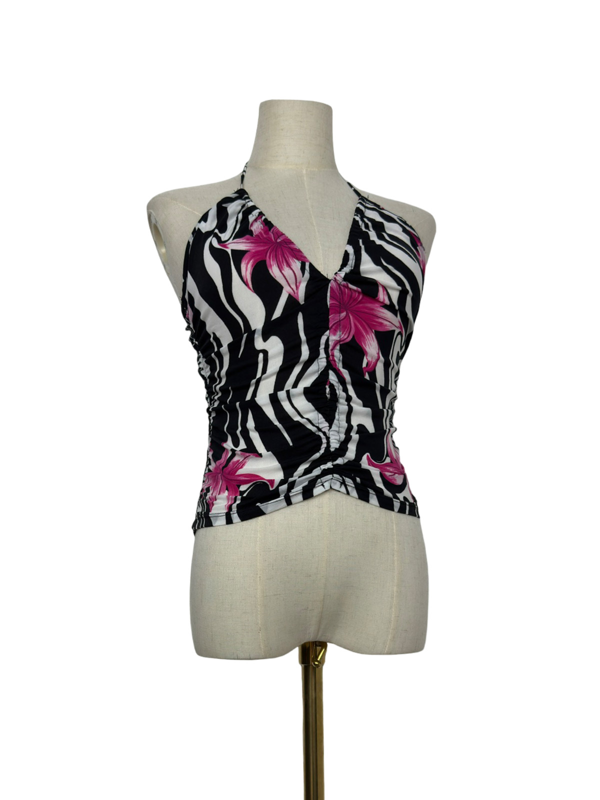 Morgan De Toi Halter Top Y2K Floral Zebra