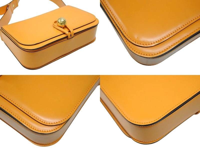 CELINE Shoulder Bag Handbag MC96 Made in Italy Leather Orange Gold Hardware