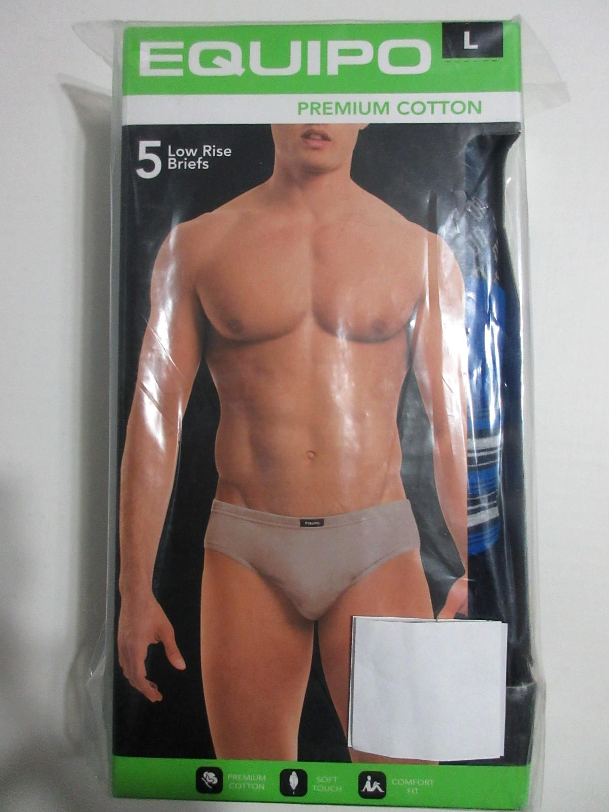 Men’s Equipo 5-Pack Low Rise BRIEF No Fly Premium Cotton Underwear blue black L