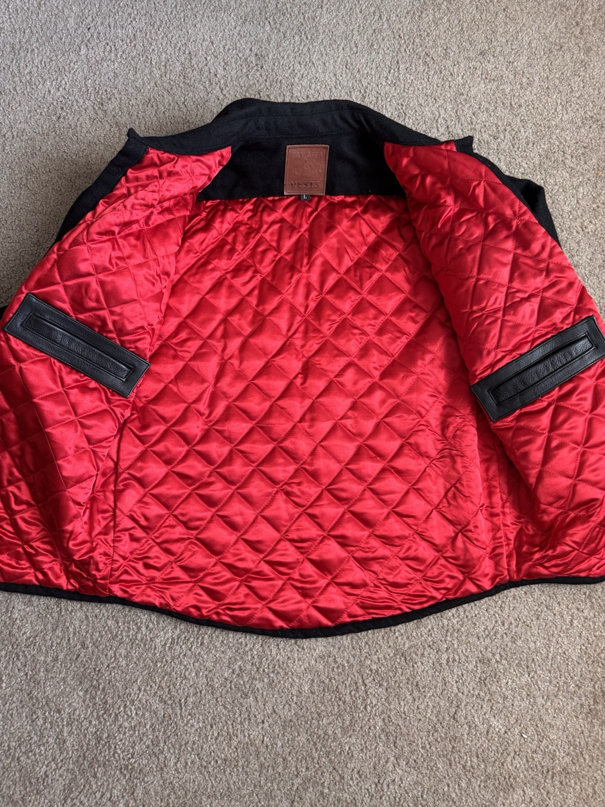 BAY AREA VEST (BAV) Men’s Wool Jacket Size L Biker Black