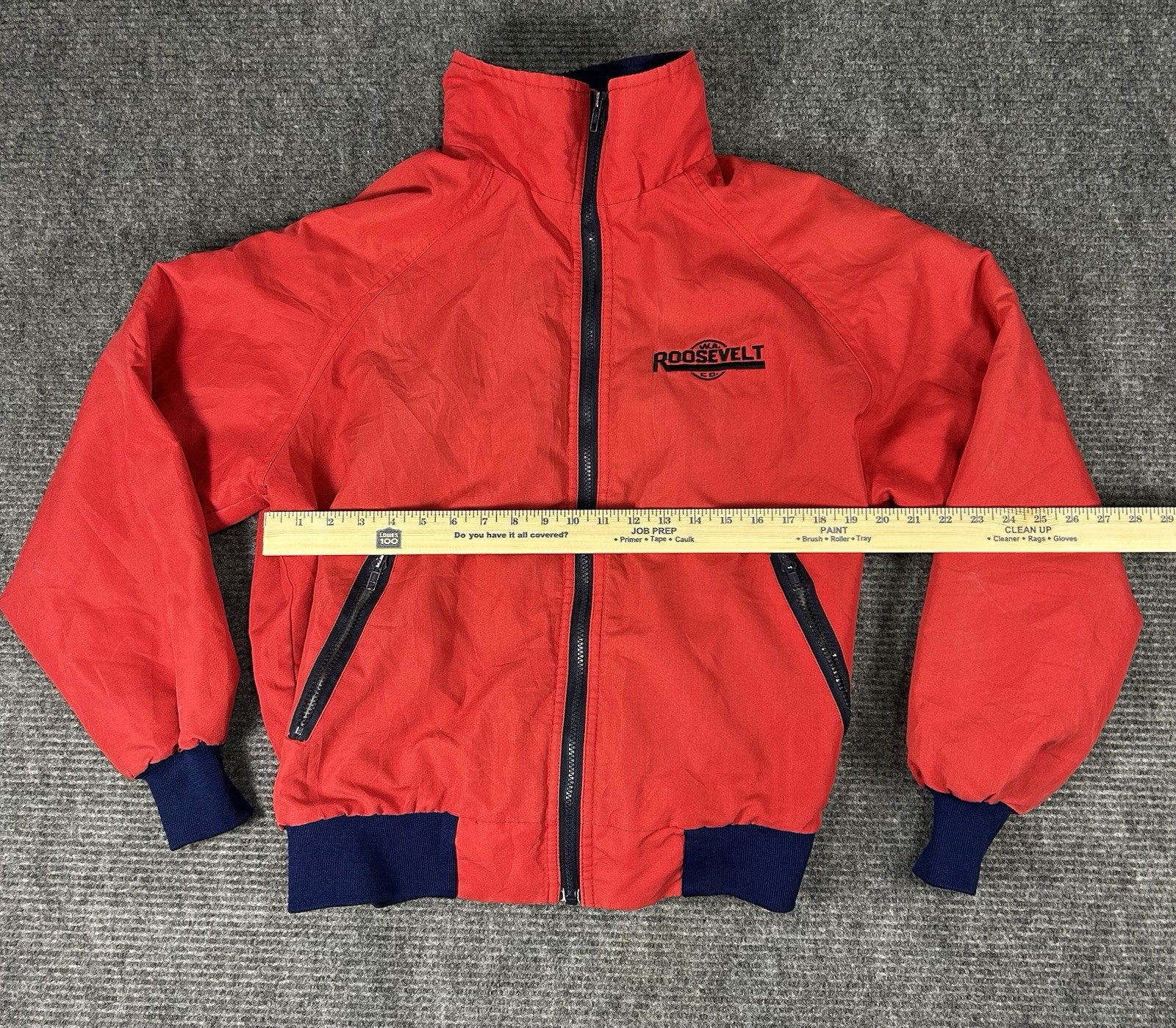 VTG Sportsmaster Jacket Mens L Red Fleece Lined Bomber USA Made Workwear READ