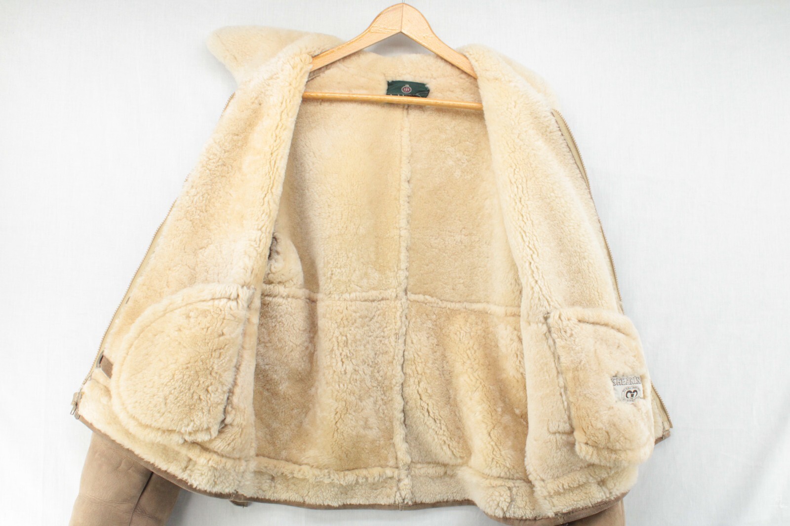 VTG Sheepskin Shearling Suede Coat Jack Henry Yellowstone Cabincore Men L 42 Tan