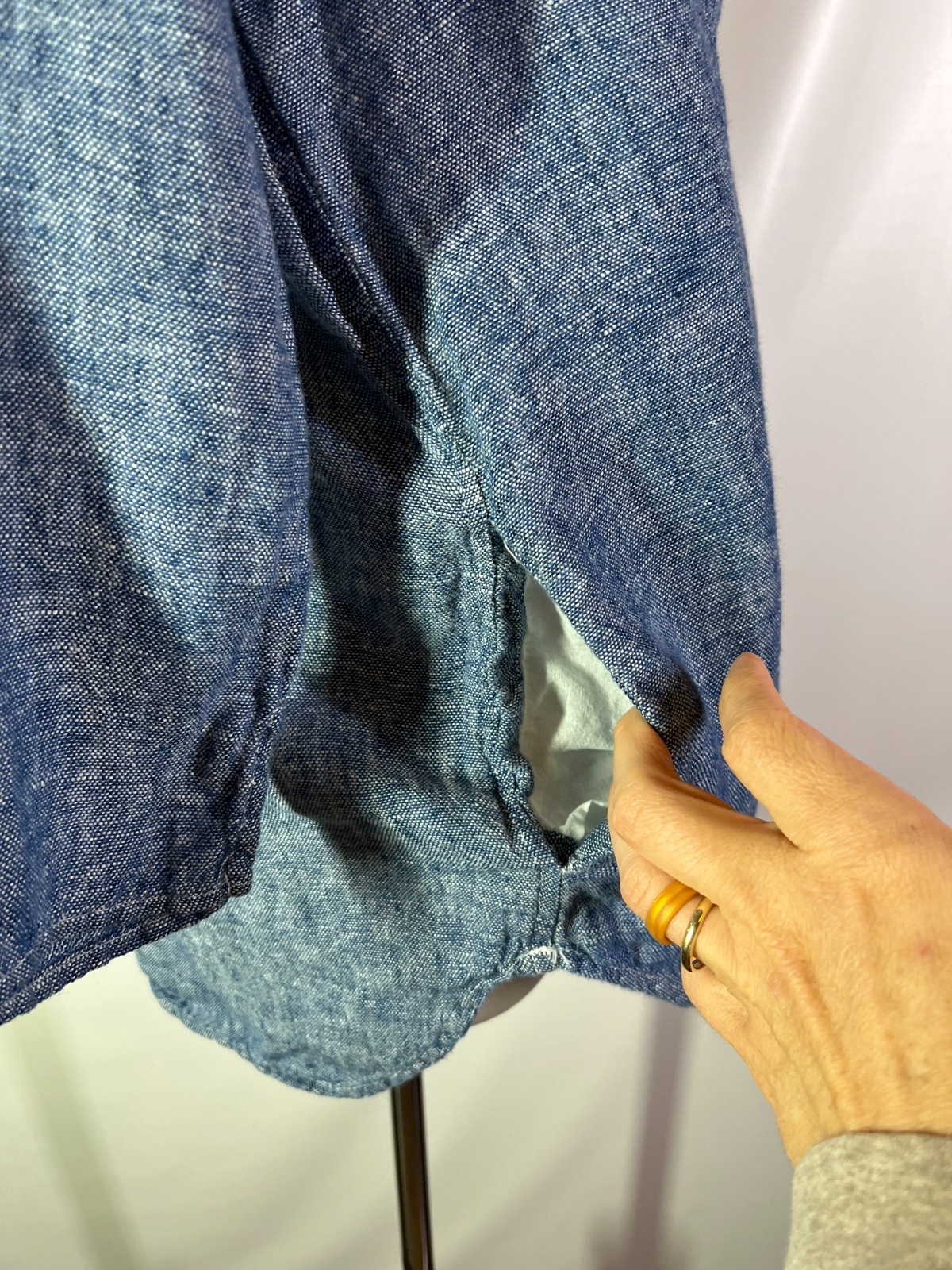 CP Shades Size XS 3/4 Sleeve Linen Top Pockets Blue