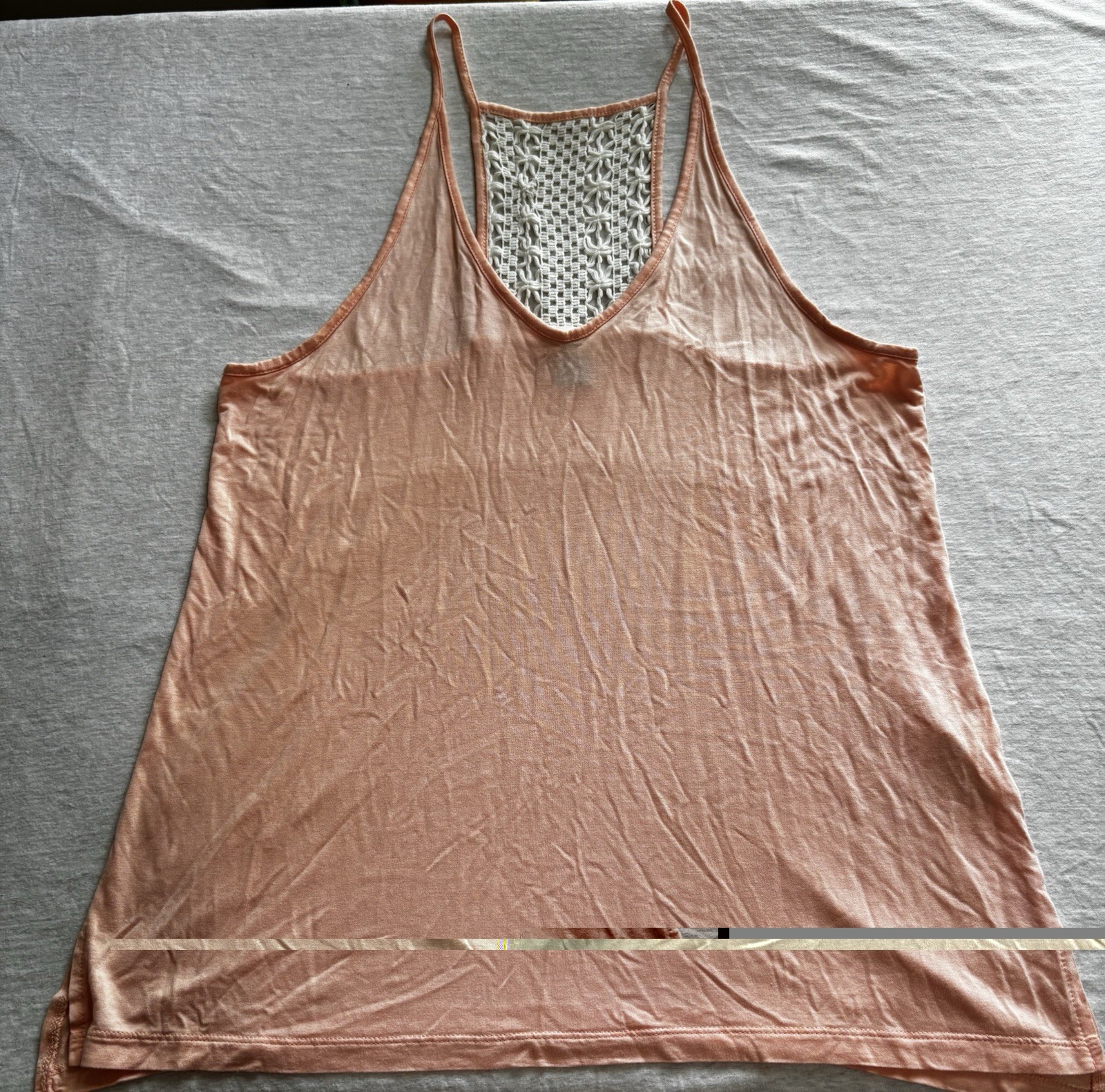 Old Navy Peach Pink Crochet Back Boho Racerback Tank Top Size L