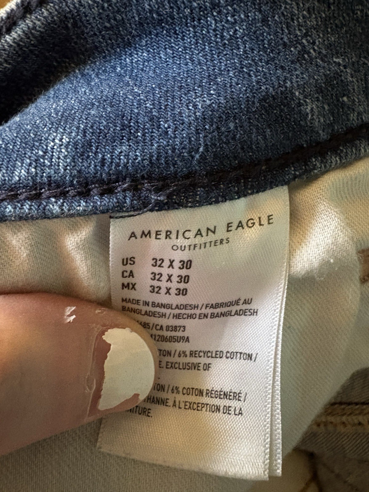 American Eagle Two Jean Combo, 32 Waist 30 Length, Blue Jeans, And Ripped Beige
