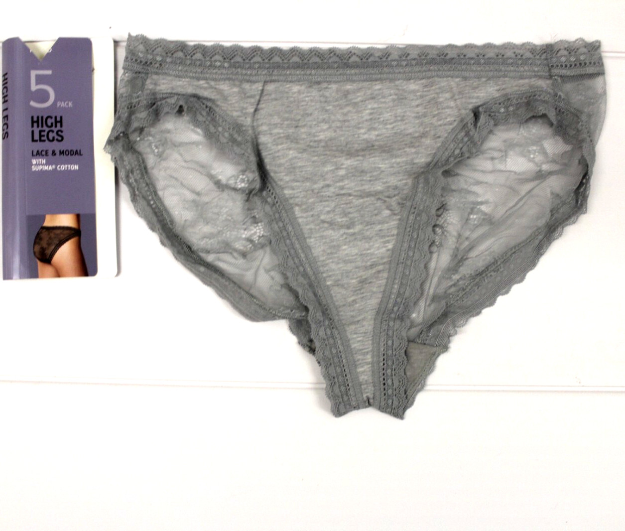 ex M & S Ladies 5 Pack Lace & Modal Supima Cotton High Legs Briefs Sizes 8 to 20