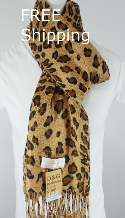 Pashmina Scarf Shawl Wrap Cheetah Leopard Print,Silk Cashmere