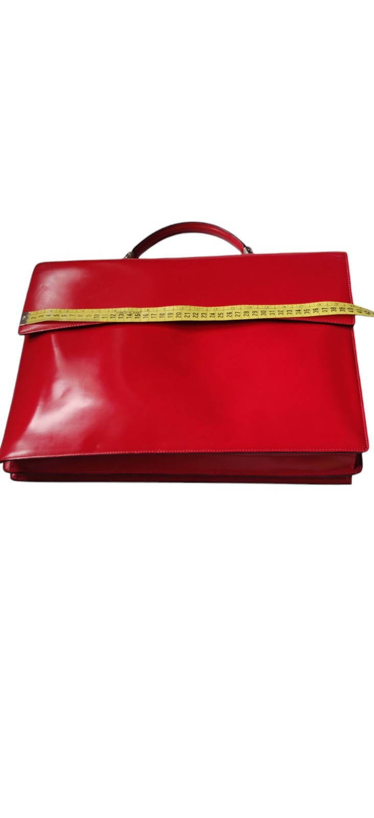 Vintage 1996 Celine Briefcase Red Leather Silver Folder Bag MC96 Luxury