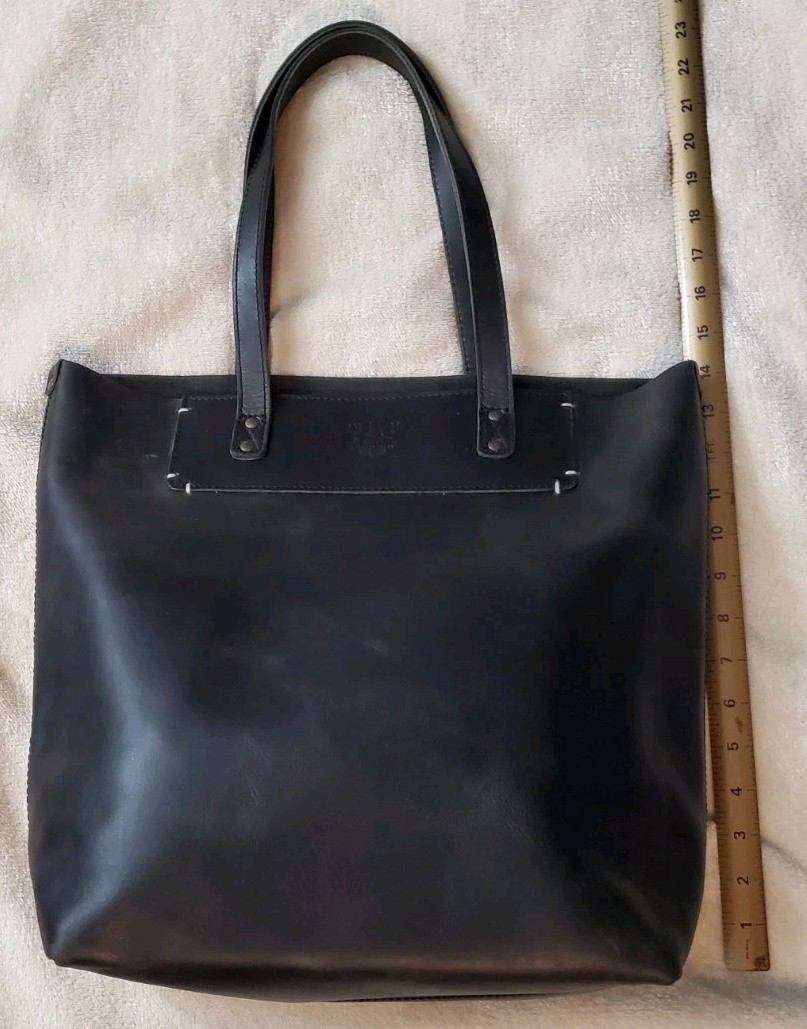 XLarge Will Leather Goods BLACK GENUINE LEATHER SHOULDER BAG HANDBAG PURSE TOTE