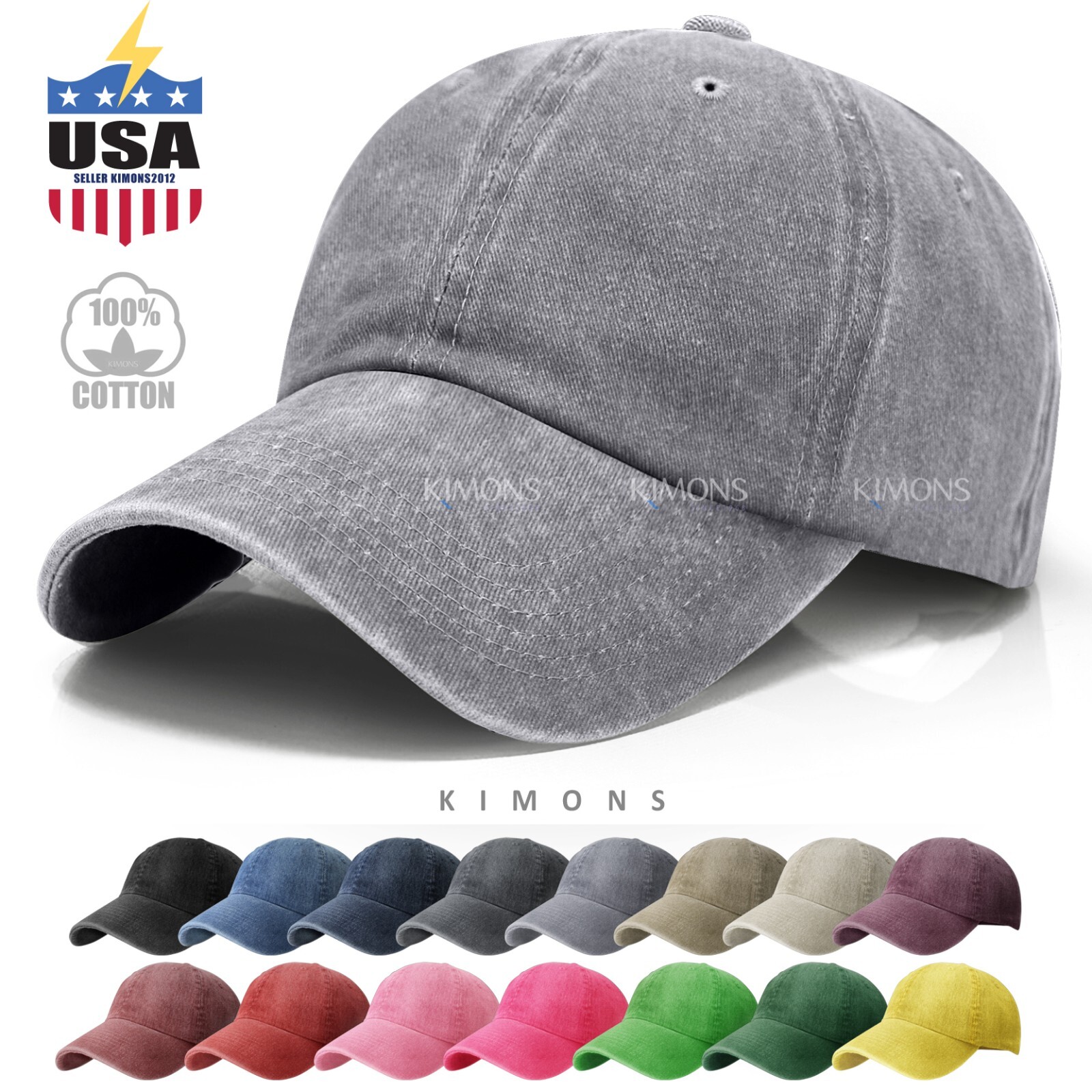 Dyed Washed Cotton New Plain Polo Style Baseball Ball Cap Hat Dad 2 Two Tone