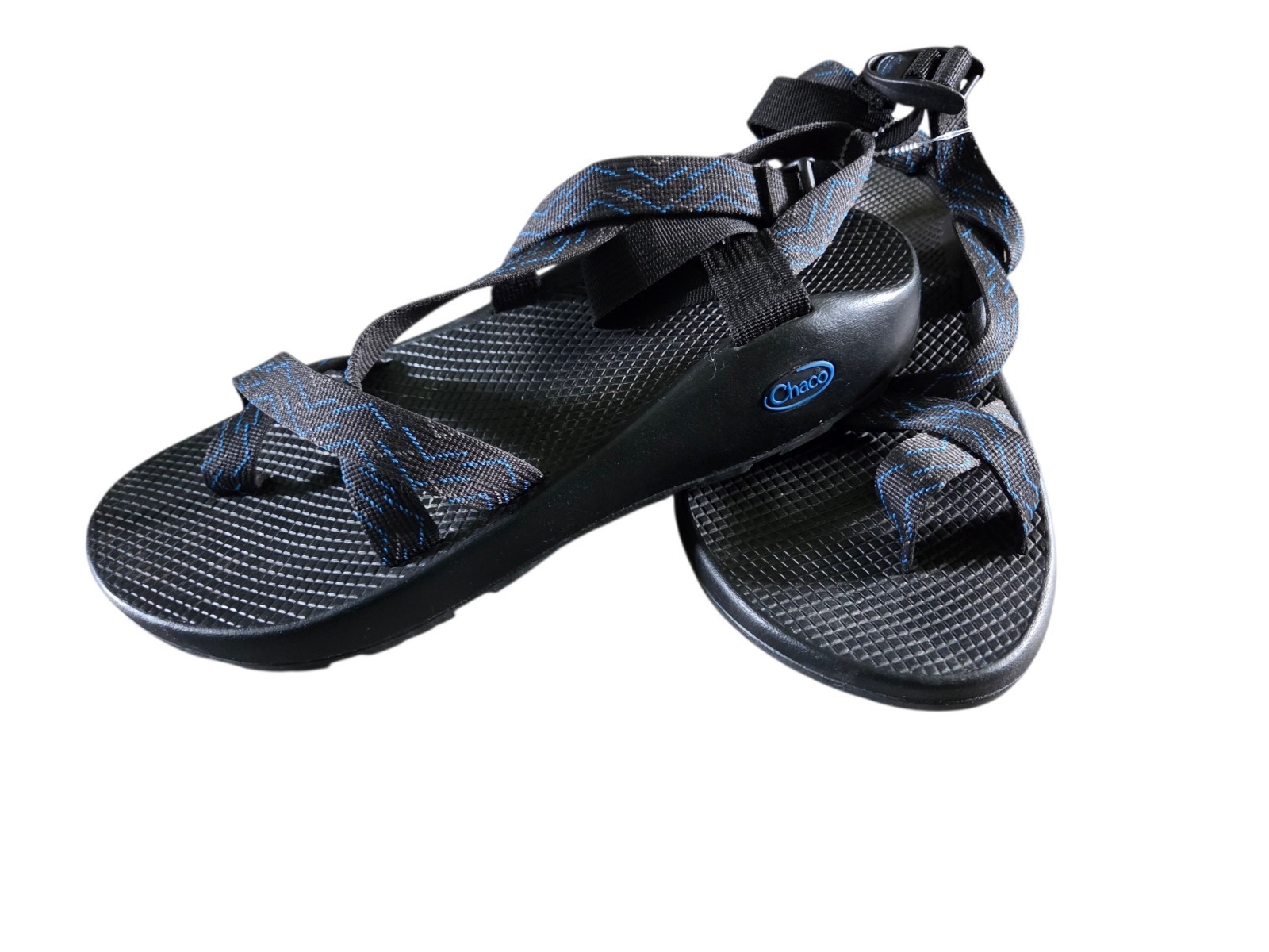 Chaco Men’s Strappy Sandals US 11 Black/Blue/Gray Geometric Adjustable