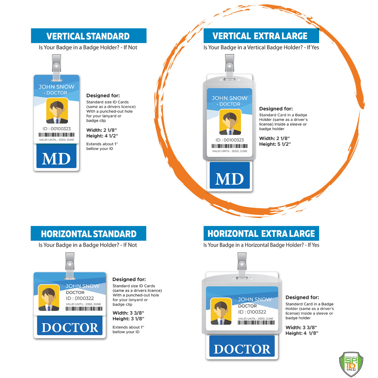 RN Badge Buddy Extra Long Oversized Vertical ID Backer for Registered Nurses