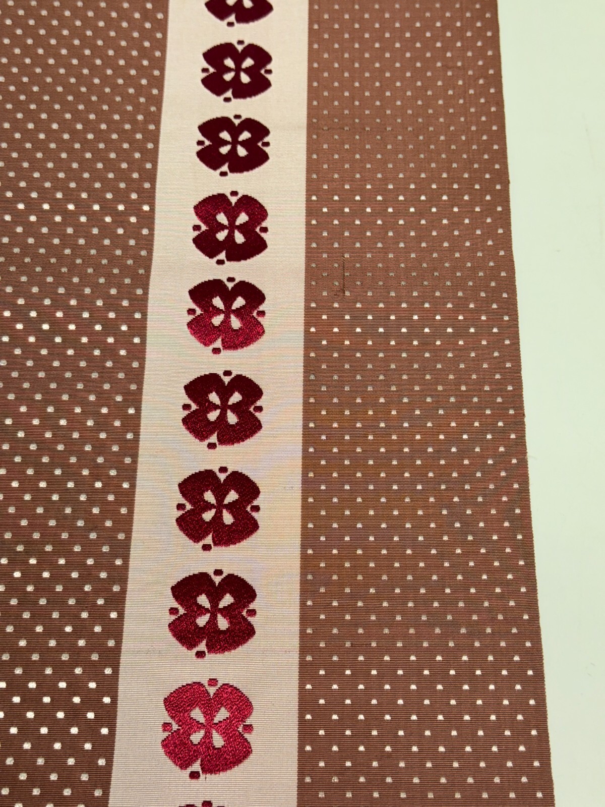Japanese Vintage Kimono BOLT FABRIC cloth Silk brown Cut Sales 35.4×11.4in