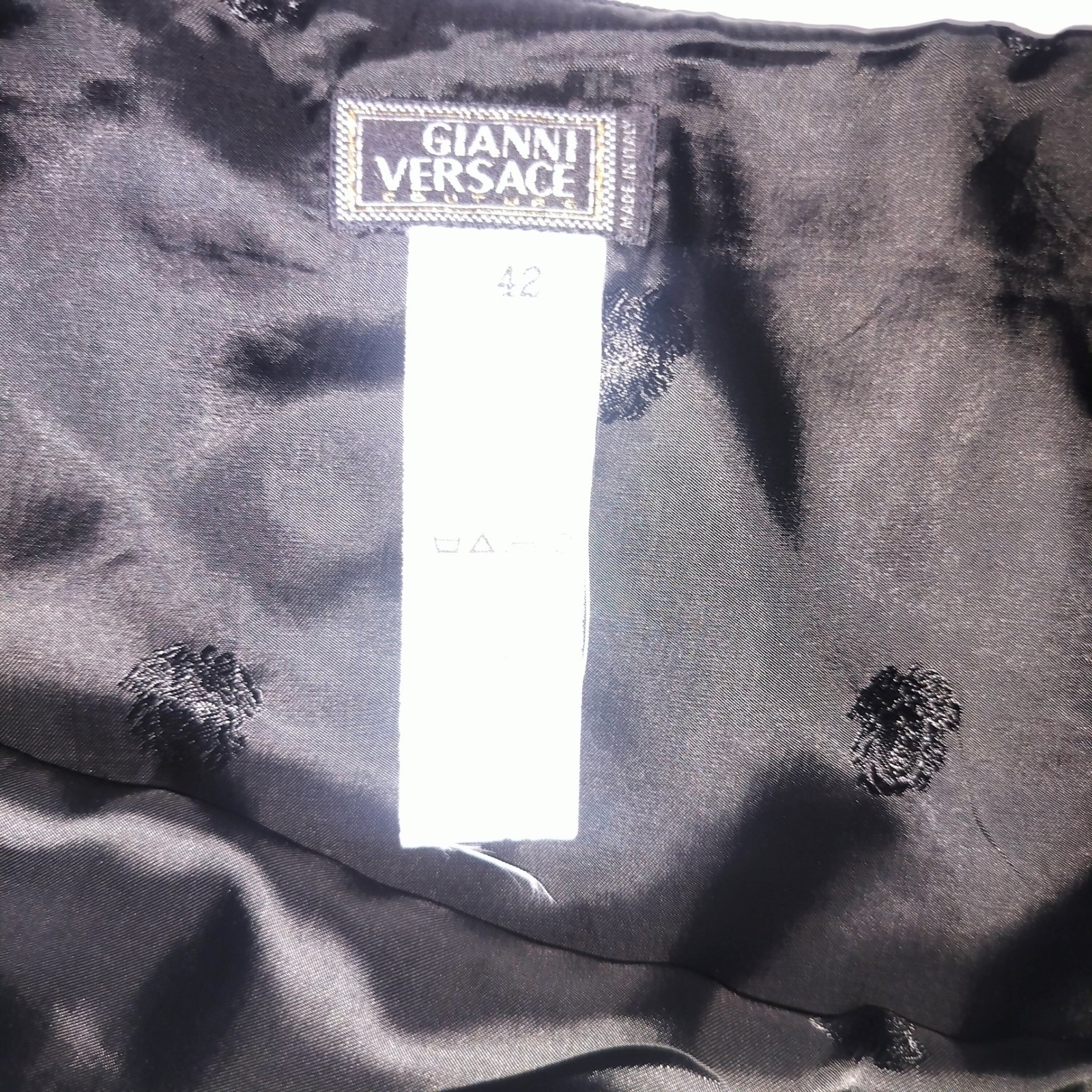 Gianni Versace Couture Black Wool Pencil Skirt Medusa Lining IT 42 Made in Italy