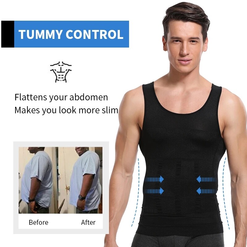 Men Compression Shirt Sleeveless Body Shaper Base Layer Slimming Tank Tops Vests