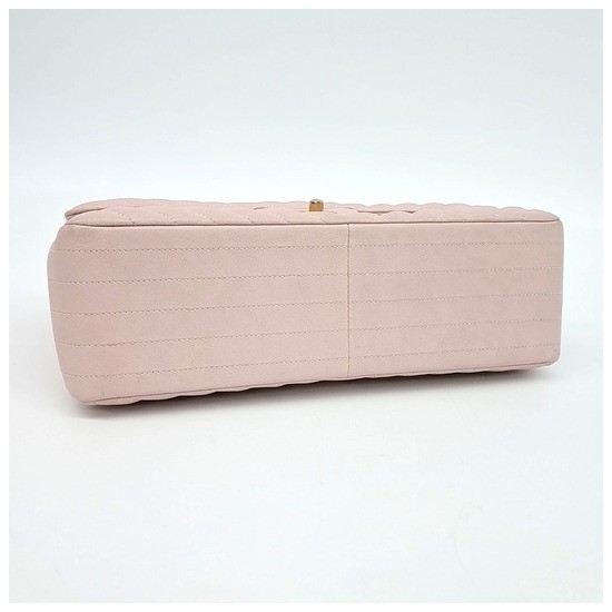 CHANEL Jumbo Classic Large Flap Bag Light Pink Chevron Gold CC 2Way Bag