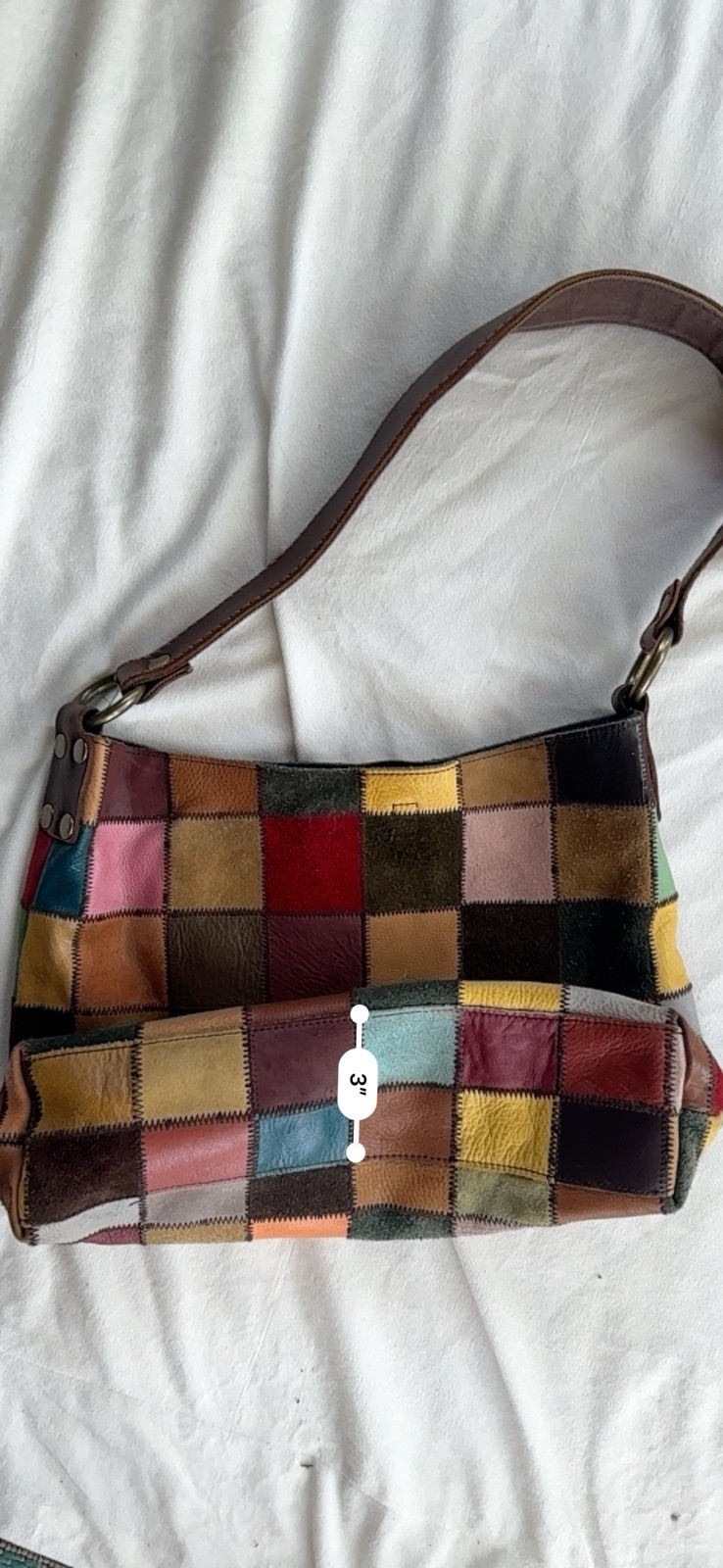 Rare “Ugly Betty” Lucky Brand Patchwork Hobo Leather Bag Y2K Multicolor