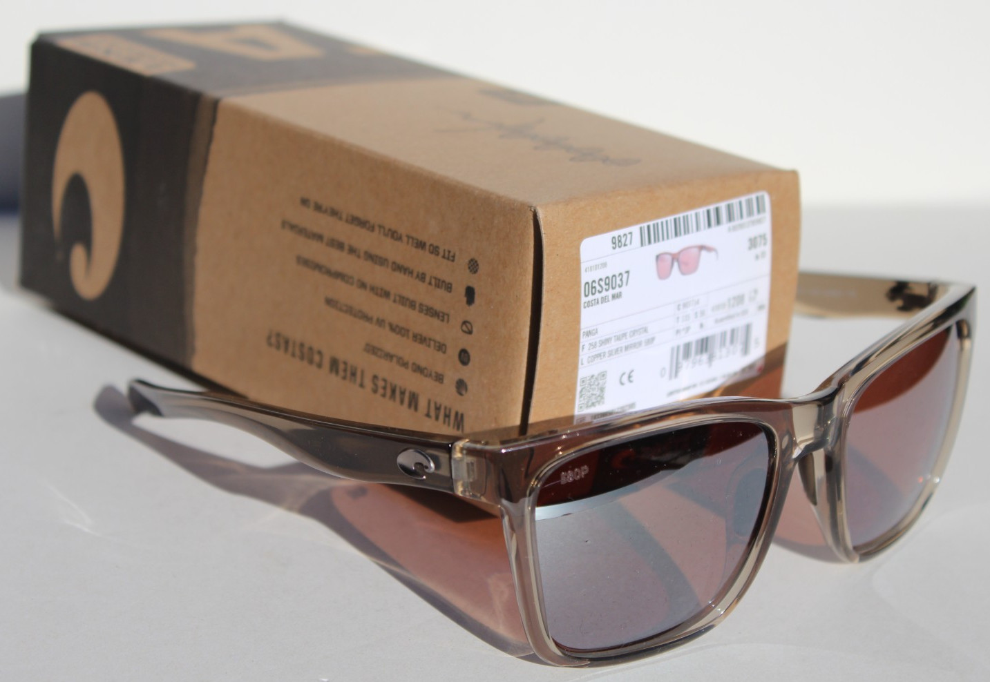 COSTA DEL MAR Panga POLARIZED Sunglasses Taupe Crystal/Copper Silver 580P NEW