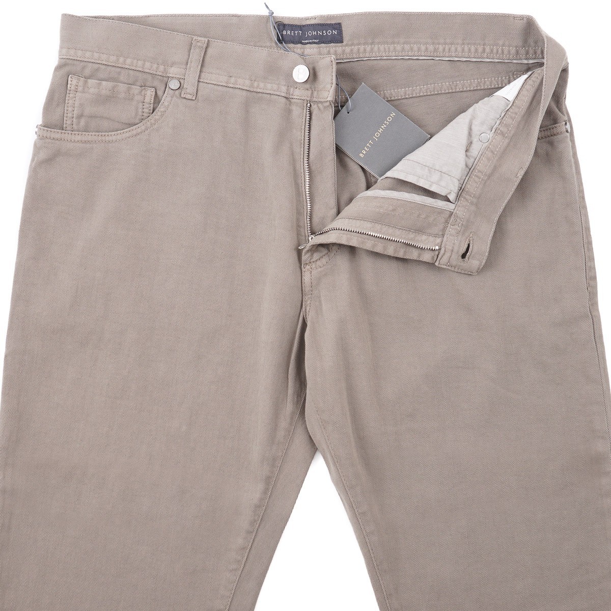 Brett Johnson Trim Straight Fit Taupe Brown Cotton-Linen Denim Jeans 35 NWT