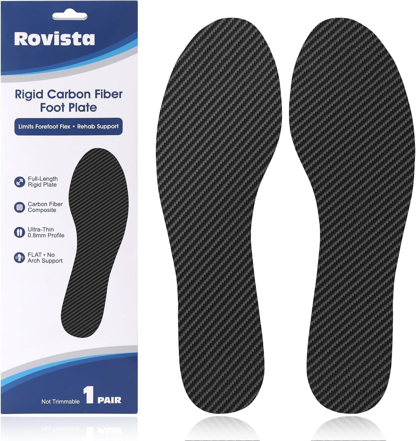 1 Pair Carbon Fiber Insole for Men & Women: 1.2Mm Thick Rigid Shoe Insert Suppor